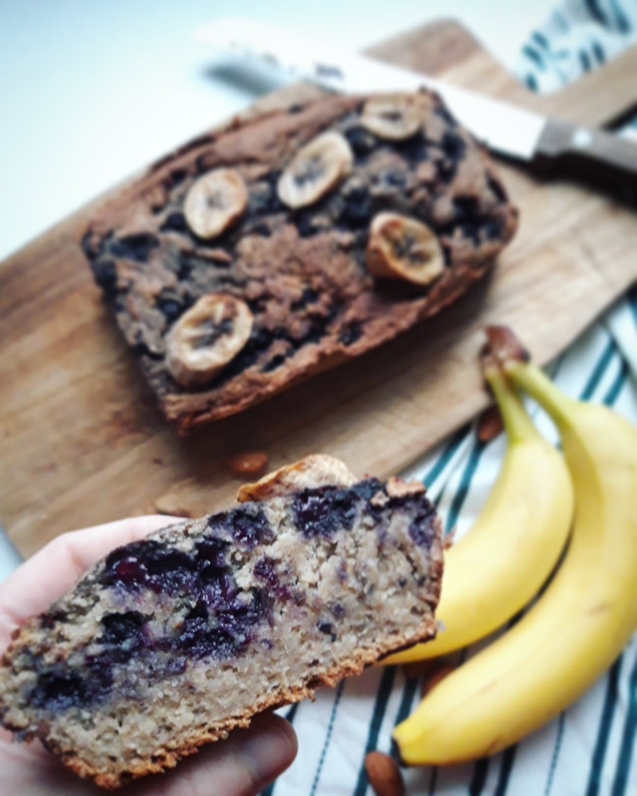 Vegan bananenbrood met blauwe bessen