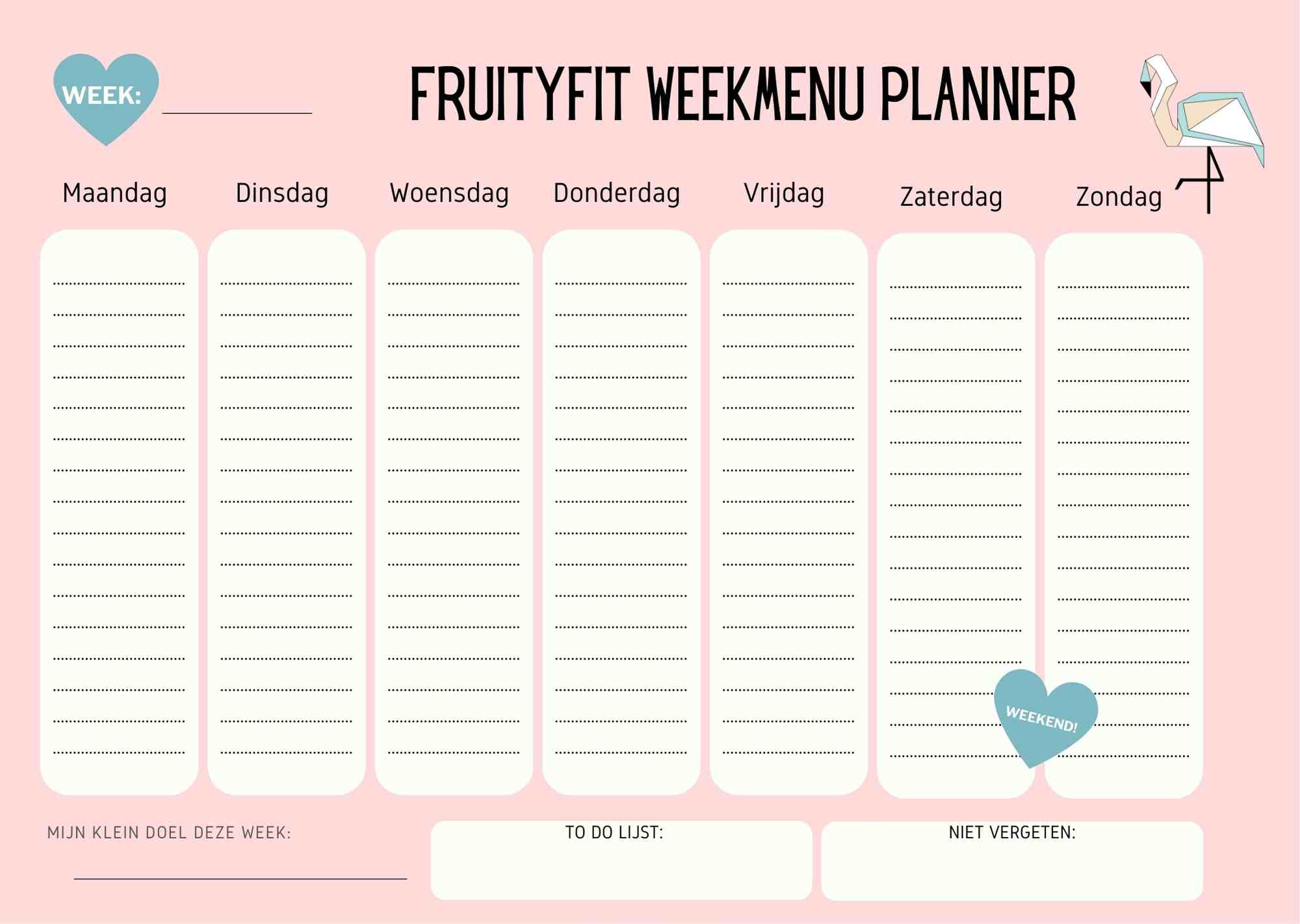 FruityFit Weekmenu planner Download