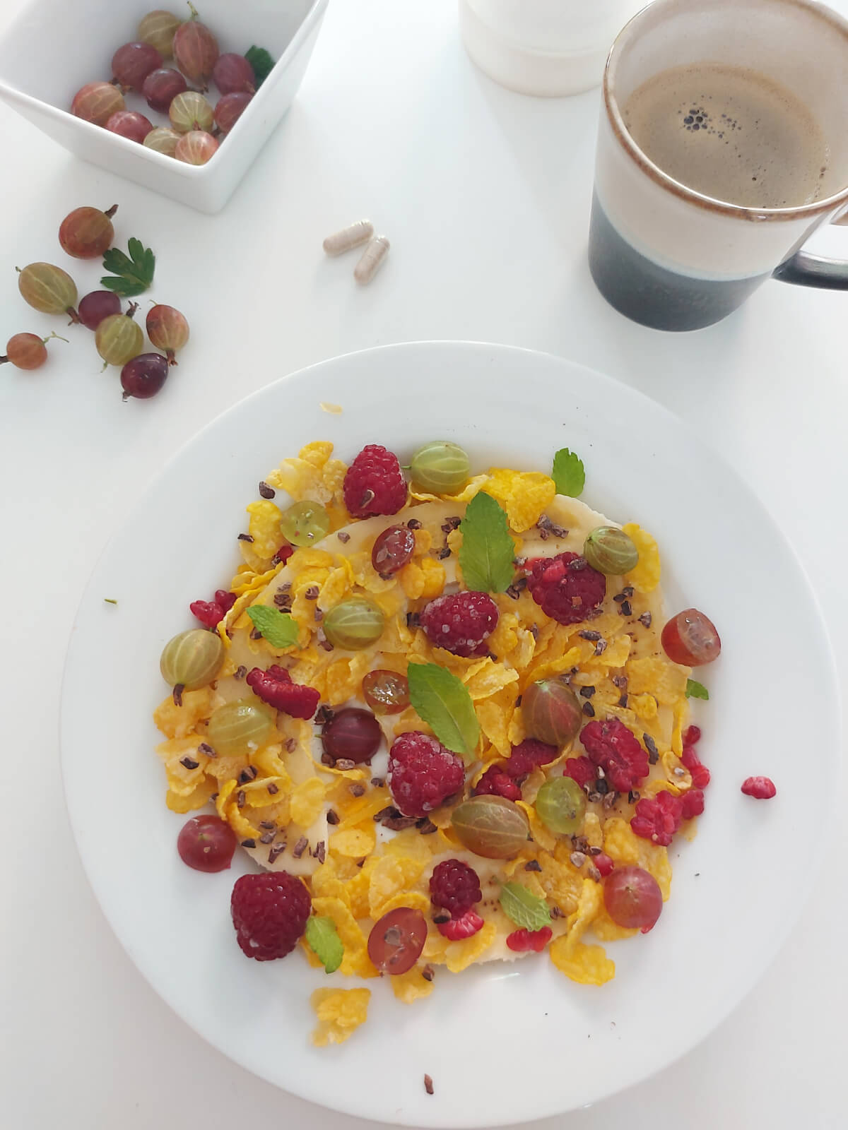 Banana split met maisflakes