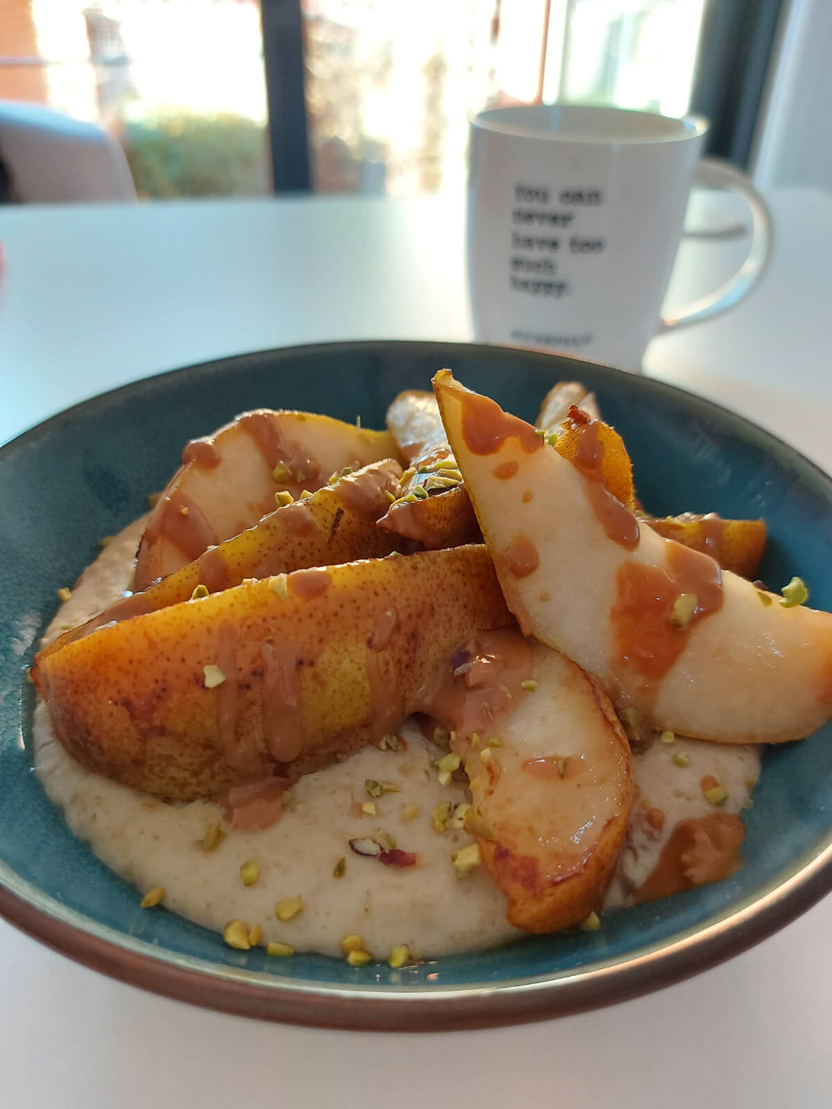 Havermout met gebakken peer & speculoos