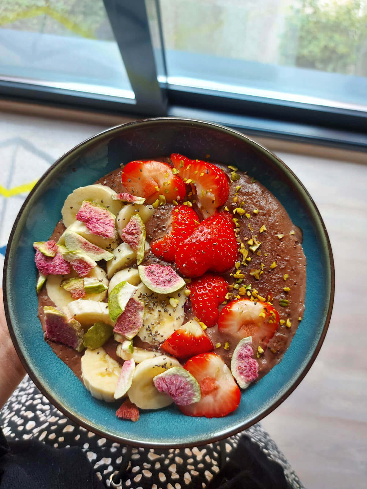 Vegan proteïne choco pap met fruit